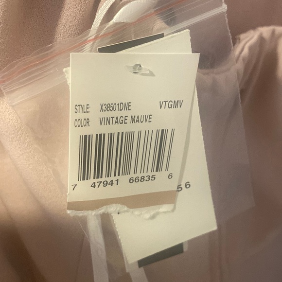 Mauve high low strapless formal dress - Picture 3 of 7